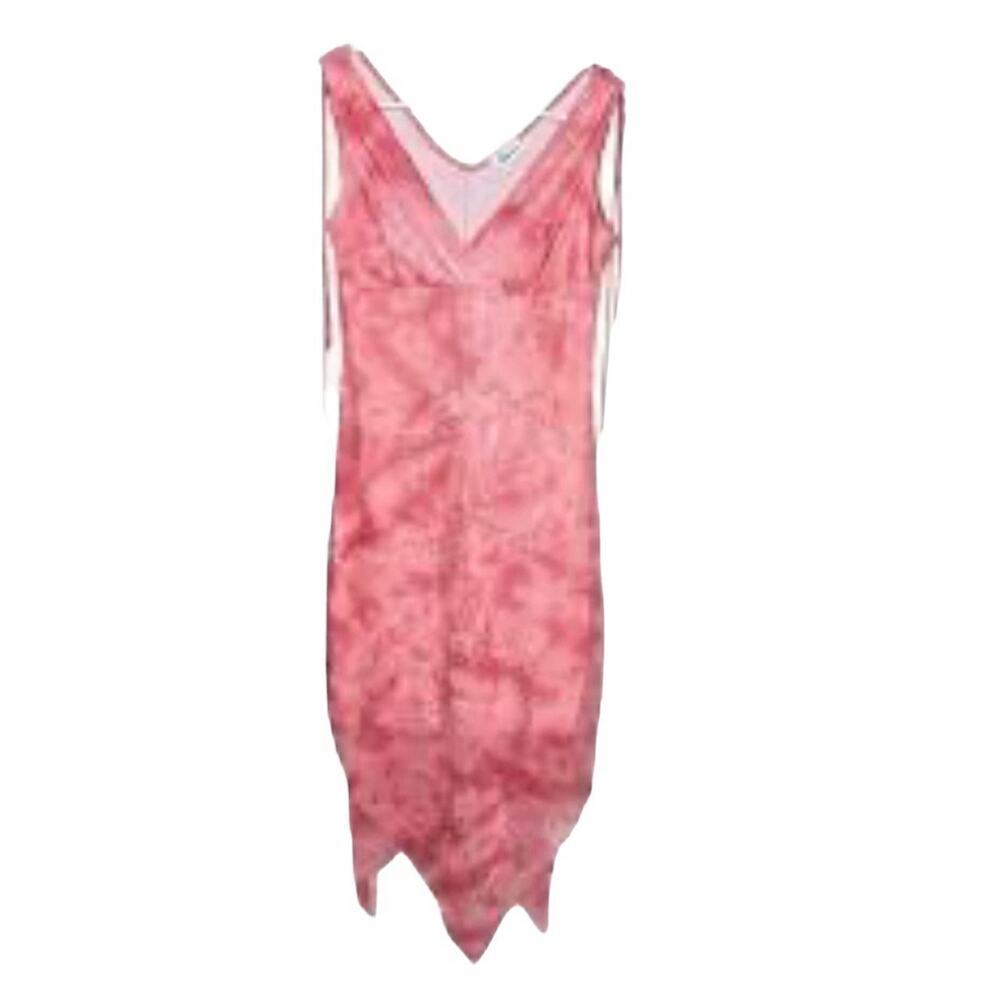 Taboo Pink Tie Dye Glitter Midi Dress Sleeveless Asymmetrical Hem Prom Size M